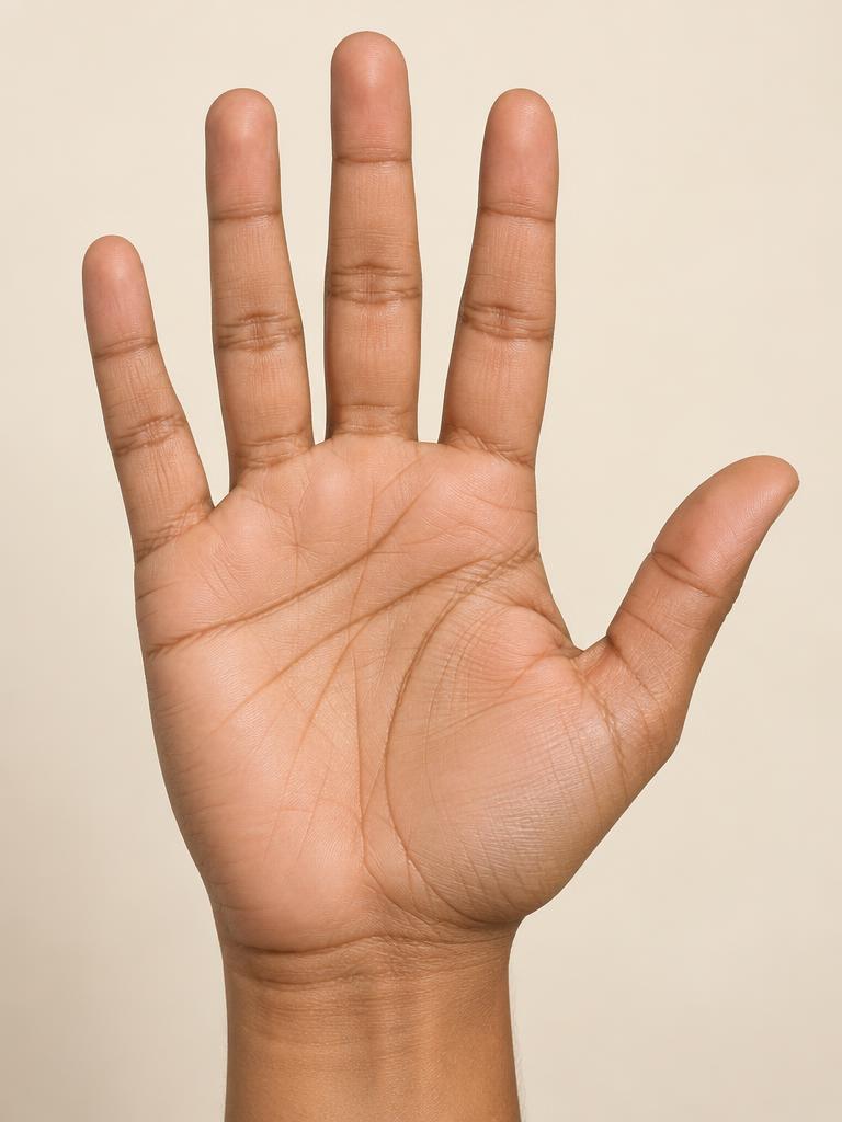 Open palm with mapped palm lines